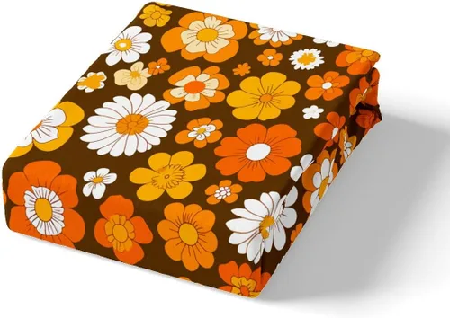 Vista 5 de Juego de ropa de cama Groovy de los años 60 y 70 para niños, funda de edredón retro de flores hippie para niños, adolescentes, vintage, bohemio