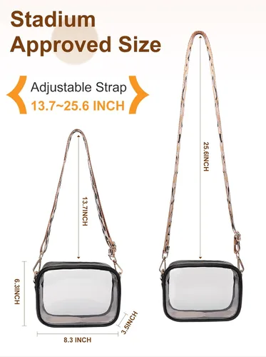 Vista 5 de Vangue Bolso transparente para mujer, aprobado por el estadio, bolsa cruzada transparente con correa ajustable, bolsa transparente para conciertos