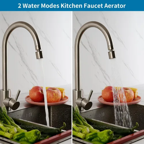 Vista 7 de Hibbent Aireador de grifo certificado NSF/ANSI/CAN 61, aireador de fregadero de cocina giratorio de 360°, certificación CUPC accesorio de rociador
