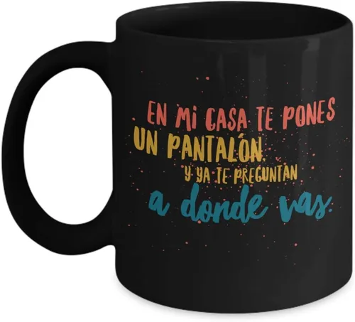 Vista 4 de Taza de Cafe Mi Casa Vaso, taza de téa divertidas, tazas personalizadas, café inspiradoras, taza con mensajes positivos. Blanco