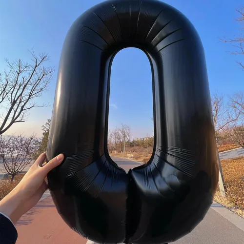 Vista 5 de Globos gigantes de helio de aluminio de 40 pulgadas, color negro, globos digitales grandes del número 0 para decoración de fiesta de cumpleaños
