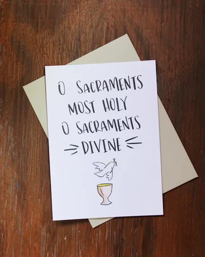 Vista 2 de Tarjeta de felicitación de los sacramentos, incluye confirmación y comunión