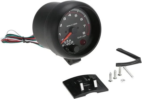 Vista 7 de 3.75 pulgadas de coche universal negro tacómetro blanco luz de cambio entre 0-8000 RPM, solo para vehículos de gasolina de 12 V