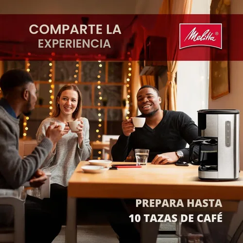 Vista 5 de Melitta Aroma Tocco - Cafetera de goteo de vidrio de 10 tazas, automática y programable, capacidad de 96 onzas con 5 filtros de café, color negro