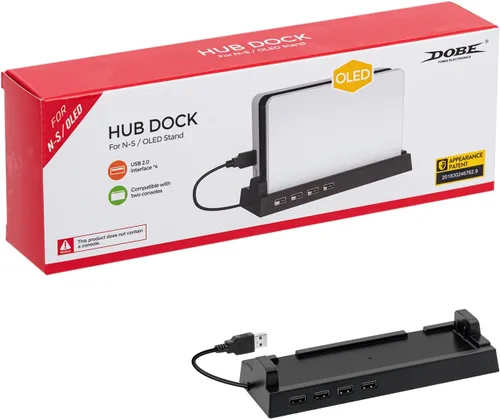 Vista 9 de Mcbazel Hub USB para muelle de interruptor, 4 puertos USB 2.0 Hub Dock compatible con NS Switch - Negro