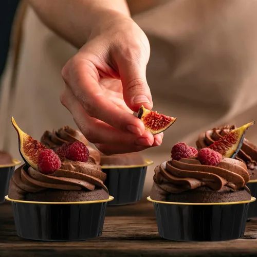 Vista 6 de Tessco for you 200 moldes desechables con tapas, 8 onzas, Ramekin Creme Brulee Ramekin, papel de aluminio, para cupcakes, para hornear, San plateado
