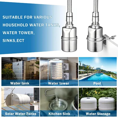 Vista 7 de Válvula de flotador, válvula de flotador de control automático de nivel de agua de acero inoxidable 304 Mini válvula de flotador de bola de cierre