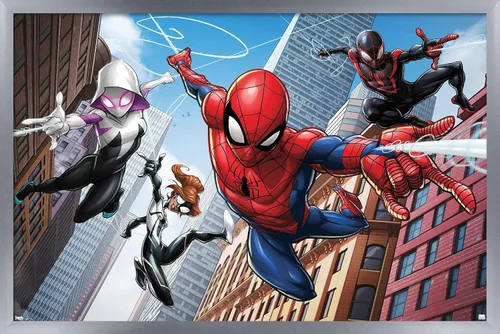 Vista 16 de Trends International Marvel Comics - Póster de pared de Spider-Man - Web Heroes, 14.725 x 22.375 pulgadas, versión enmarcada de madera de granero