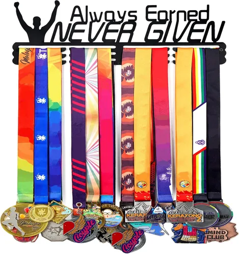 Vista 6 de Goutoports Estante de exhibición para colgar medallas, organizador personalizado de cinta de premios para corredores de carreras deportivas, placas