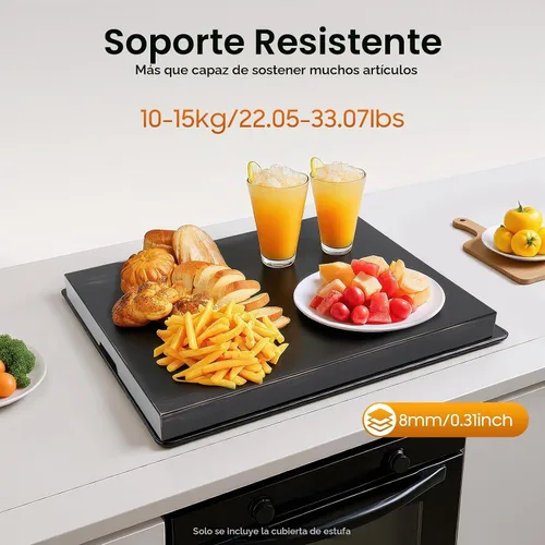 Vista 4 de Tabla de cubierta superior de estufa de madera para quemador de gas y estufa eléctrica, tabla de cortar extra grande de madera de pino de 30 x 22
