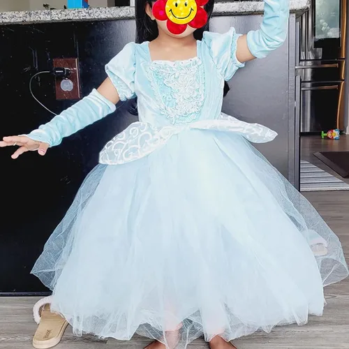 Vista 4 de KIOMI - Disfraz de princesa de Cenicienta para niñas pequeñas, Halloween 2-11T