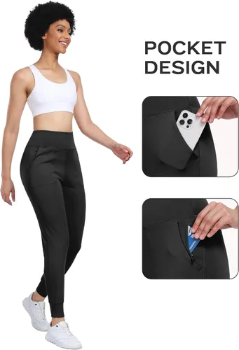 Vista 5 de WHOUARE Pantalones deportivos para mujer, leggings deportivos de entrenamiento con bolsillos, cintura alta, pantalones de yoga para gimnasio, correr