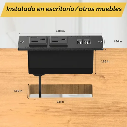 Vista 6 de Kungfuking Pasacables de Alimentación de Escritorio Regleta de Alimentación Empotrada para Conferencias en Toma de Corriente de Escritorio 2
