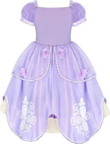 Vista 5 de Eledobby Disfraz de princesa Sofía para niñas pequeñas Halloween cosplay disfraces de cumpleaños fiestas de Navidad