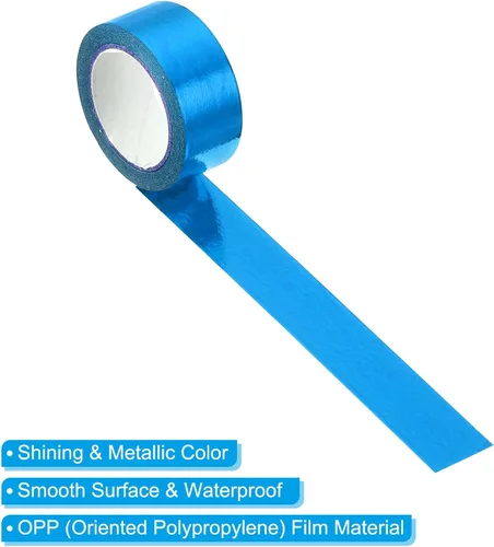 Vista 3 de PATIKIL Cinta adhesiva metálica Washi de 0.591 in x 16.4 ft, paquete de 6 calcomanías adhesivas de papel de arte para bricolaje, manualidades, Azul