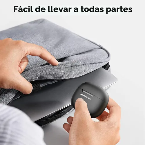 Vista 6 de Monster N-Lite 208 - Auriculares inalámbricos Bluetooth 5.4 con micrófono integrado, control táctil, auriculares Bluetooth con tiempo