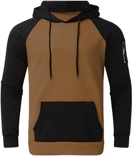Vista 2 de Muscularfit Sudaderas con capucha grandes y altas para hombre, con bloques de color, manga larga, para gimnasio, entrenamiento, casual, ligera, 2023