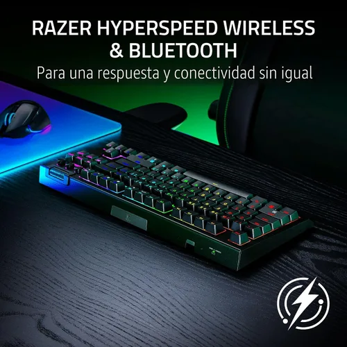 Vista 2 de Razer BlackWidow V4 TKL HyperSpeed Wireless Hot Swappable Gaming Keyboard: Orange Tactile Switches - Wireless & Bluetooth - Multi-Function Roller &