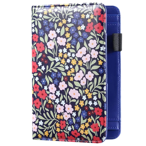 Vista 8 de Libro de mesero, libro de mezclilla para Watiress con cara sonriente esponjosa, bordado de felpa con diseño de flor de dólar