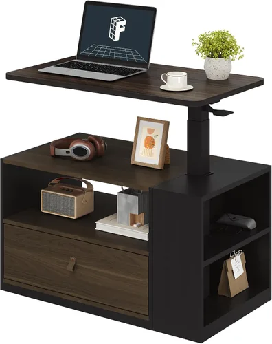 Vista 13 de FLEXISPOT H7 CAB - Escritorio para computadora de pie y sentado en altura ajustable con almacenamiento, escritorio neumático para laptop con cajón