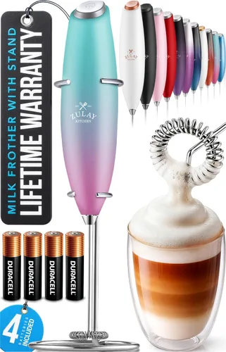 Vista 115 de Zulay Kitchen Potente varita espumadora de leche con 2 baterías Duracell – Mezclador de bebidas portátil ultrarrápido – Máquina de espuma eléctrica