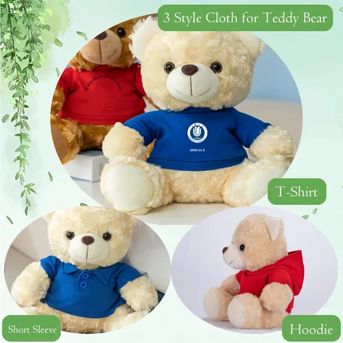 Vista 3 de Oso de peluche blanco personalizado, oso de peluche personalizado con texto personalizado + imagen como regalo personalizado para ellaél en el día