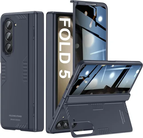 Vista 12 de Funda para Samsung Z-Fold-5: [Soporte oculto] [Carga inalámbrica] Funda delgada con protección de bisagra ligera con protector de pantalla - Funda
