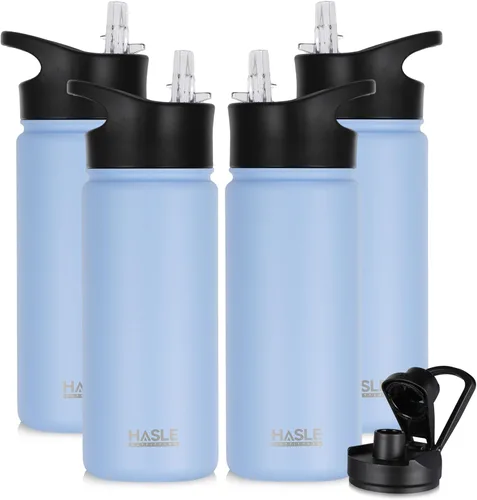 Vista 9 de HASLE OUTFITTERS Botella de agua aislada de 16 onzas para niños, botella de agua de acero inoxidable de doble pared al vacío, a prueba de fugas