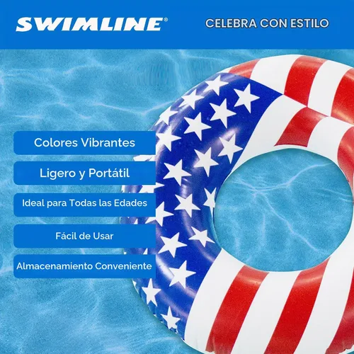 Vista 7 de Swimline Pool Ring – Inflatable Lounge Float with Fun Design for Adults & Teens – Durable Vinyl Ring for Pool, Lake, or Beach – Easy to Inflate and