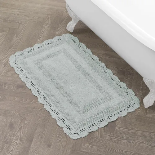 Vista 12 de Laura Ashley Alfombra de baño de algodón de ganchillo 17x24 in, Aqua