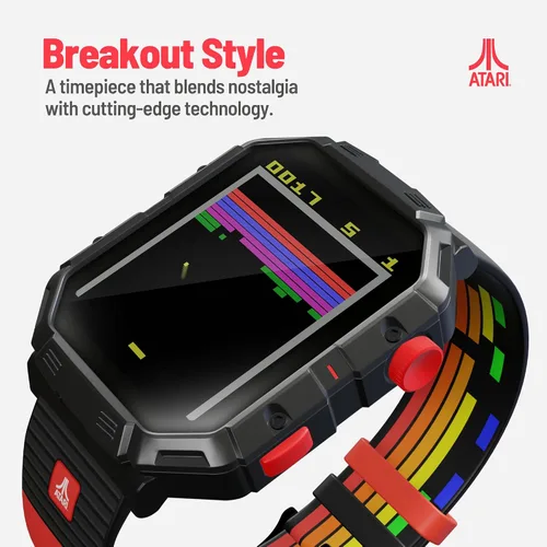 Vista 4 de Atari 2600, reloj inteligente retro para juegos con Selective Tech, rastreador de actividad física todo el día, Centipede™ integrado, Pong™, Missile