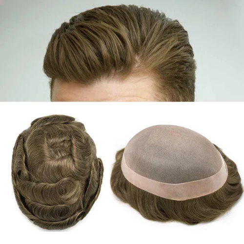 Vista 59 de LOVIN - Sistema de cabello humano para hombres, postizo fino de encaje mono para hombre, prótesis masculina de piel de polietileno alrededor