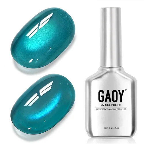 Vista 73 de GAOY Esmalte de uñas de gel Brown Cat Eye, 4629 azul ámbar, 0.5 fl oz Ámbar azul