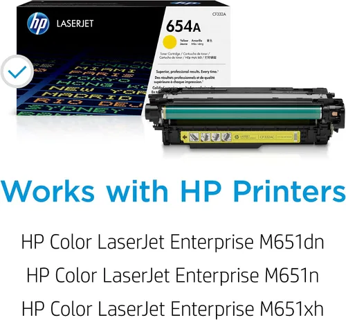 Vista 2 de HP Cartucho de tóner amarillo 654A Funciona con HP Color LaserJet Enterprise M651 Series CF332A