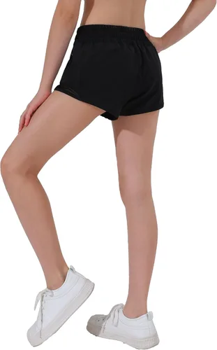 Vista 3 de Aurefin Pantalones cortos deportivos para niñas, pantalones cortos ligeros para correr para adolescentes, niñas, pantalones cortos deportivos