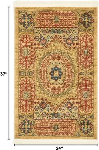 Vista 3 de Unique Loom Palace Collection - Alfombra bohemia tradicional, medallón, vintage (2 pies x 3 pies, rectangular, azul claro/bronceado)
