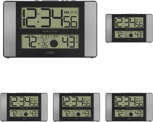 Vista 10 de La Crosse Technology Reloj digital de pared/mesa atómico, 11.1 x 6.5 pulgadas (513-1417BS)