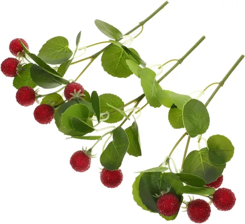 Vista 5 de ARTIBETTER 3 unidades de racimos artificiales de bayberry vegetación floreros decorativos de arándanos decoraciones de arándanos reales de tacto