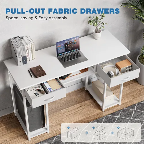 Vista 11 de OLIXIS 48 Inch Small Computer Desk with Fabric Drawers for Home Office