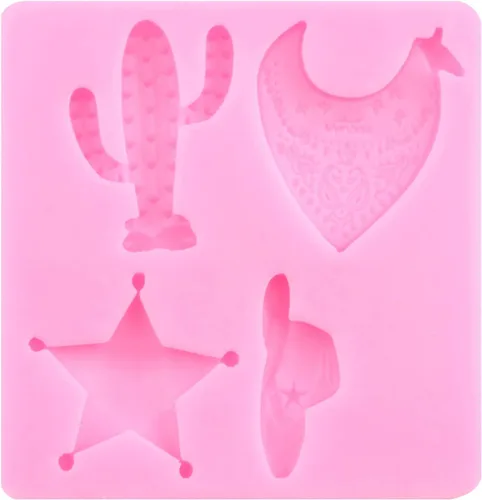 Vista 5 de ZiXiang Moldes de silicona de cabeza de toro, cactus y estrella, molde de fondant, plumas, flechas, botas de vaquero, moldes de pezuña de herradura