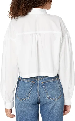 Vista 2 de Tommy Hilfiger Camisa corta de manga larga de cambray con botones para mujer, Azul