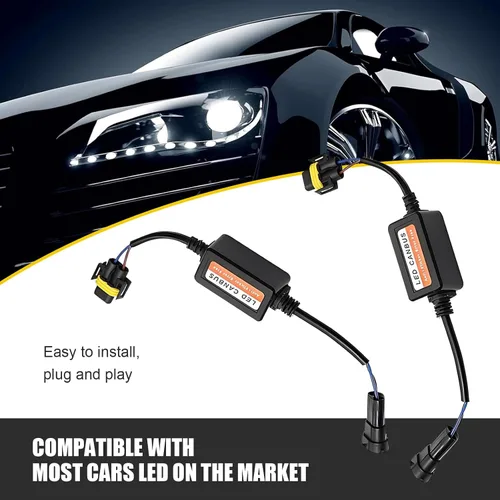 Vista 6 de 2 piezas de decodificador de luz LED para auto, H11/H8/H9, bombilla LED antiparpadeo, arnés de cancelación de código de error, decodificador Canbus