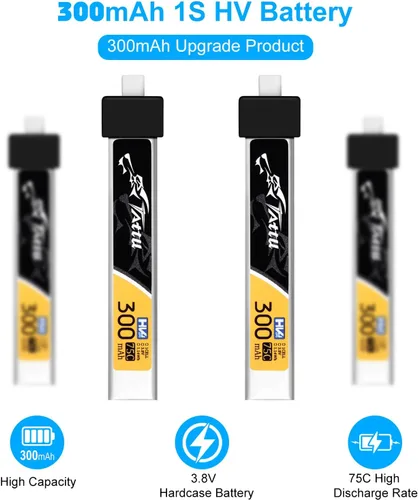 Vista 2 de 4 unids BT2.0 300mAh 1S batería 3.8V 75C FPV Lipo batería con conector BT2.0 enchufe para FPV Tiny Whoop 1S sin escobillas Whoop Drone