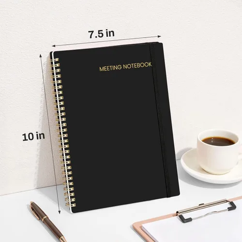 Vista 7 de SUNEE Cuaderno de reuniones para el trabajo con pestañas adhesivas, 160 páginas, planificador de proyectos de tamaño B5, cuaderno organizador
