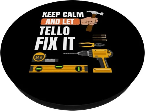 Vista 2 de Mantén la calma y deja que Tello lo arregle, trabajador de la construcción PopSockets intercambiables PopGrip