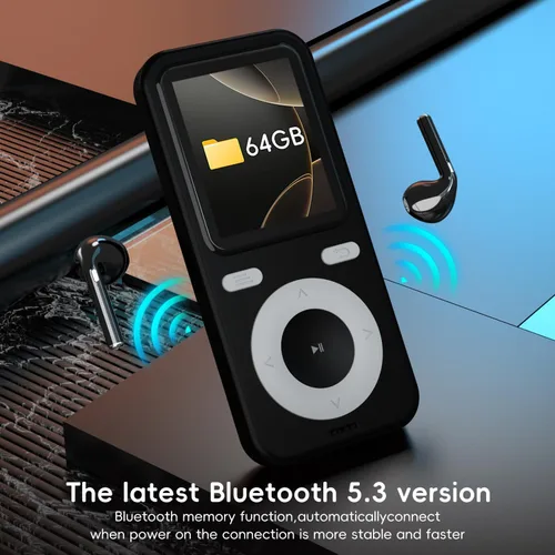 Vista 4 de Reproductor MP3 de 64GB con Bluetooth, Reproductor MP3 Portátil HiFi de Sonido Sin Pérdidas con Bluetooth con Altavoz, Grabadora de Voz