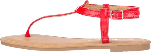 Vista 2 de CLOVERLAY Sandalias planas brillantes con correa en T para mujer