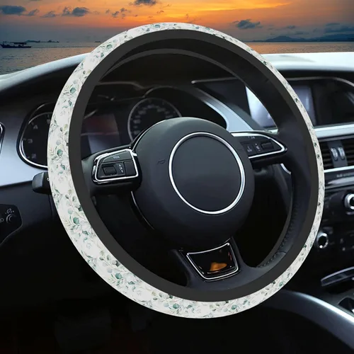 Vista 13 de Funda para volante con patrón bohemio azul, funda protectora para volante con estampado lindo, ultradelgada, transpirable, antideslizante