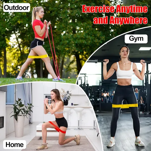 Vista 4 de 6 bandas de ejercicio de resistencia para entrenamiento, bandas elásticas para fitness, yoga, pilates, estiramiento, entrenamiento de fuerza
