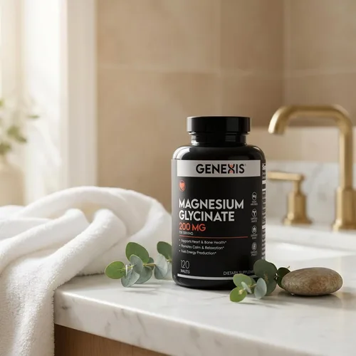 Vista 8 de Genexis Glicinato de magnesio 200 mg – Suplemento de magnesio de alta absorción – Apoya la salud del corazón, los huesos y los músculos, promueve